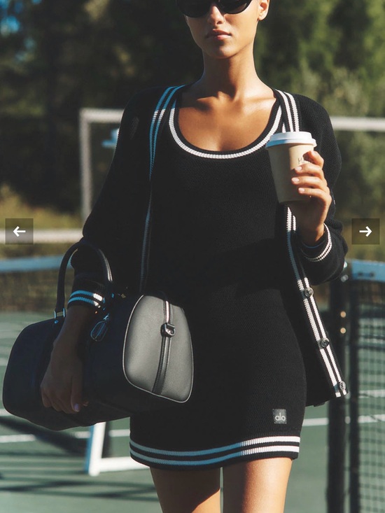 ALO Yoga Dresses & Skirts - ALO Yoga Black Knit Tank Dress with White Trim
